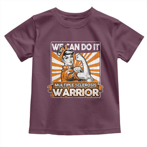 Multiple Sclerosis Awareness Toddler T Shirt Orange Ribbon MS Warrior Support Squad TS10 Maroon Print Your Wear