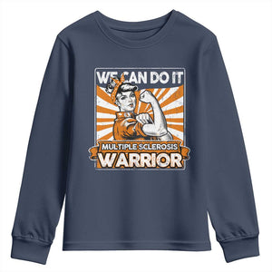 Multiple Sclerosis Awareness Youth Sweatshirt Orange Ribbon MS Warrior Support Squad TS10 Navy Print Your Wear