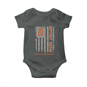 MS Support Squad Baby Onesie Orange Ribbon Multiple Sclerosis Awareness USA Flag TS10 Dark Heather Print Your Wear
