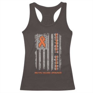 MS Support Squad Racerback Tank Top Orange Ribbon Multiple Sclerosis Awareness USA Flag TS10 Dark Chocolate Print Your Wear