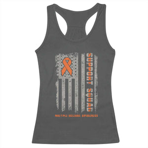 MS Support Squad Racerback Tank Top Orange Ribbon Multiple Sclerosis Awareness USA Flag TS10 Dark Heather Print Your Wear
