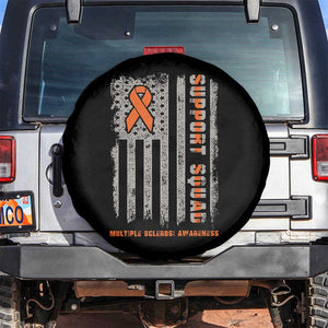 MS Support Squad Spare Tire Cover Orange Ribbon Multiple Sclerosis Awareness USA Flag TS10 No hole Black Print Your Wear