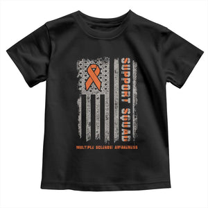 MS Support Squad Toddler T Shirt Orange Ribbon Multiple Sclerosis Awareness USA Flag TS10 Black Print Your Wear