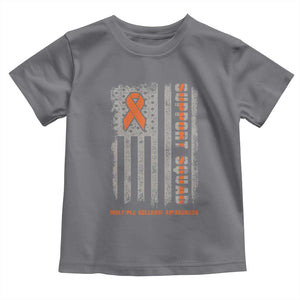 MS Support Squad Toddler T Shirt Orange Ribbon Multiple Sclerosis Awareness USA Flag TS10 Charcoal Print Your Wear