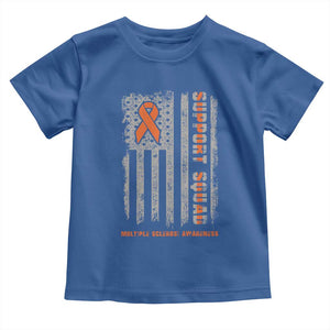 MS Support Squad Toddler T Shirt Orange Ribbon Multiple Sclerosis Awareness USA Flag TS10 Royal Blue Print Your Wear