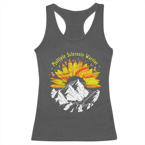 MS Warrior Racerback Tank Top Orange Ribbon Sunflower Multiple Sclerosis Awareness TS10 Dark Heather Print Your Wear