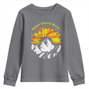 MS Warrior Youth Sweatshirt Orange Ribbon Sunflower Multiple Sclerosis Awareness TS10 Charcoal Print Your Wear