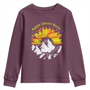 MS Warrior Youth Sweatshirt Orange Ribbon Sunflower Multiple Sclerosis Awareness TS10 Maroon Print Your Wear