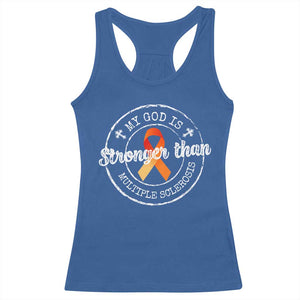 MS Awareness Racerback Tank Top Orange Ribbon God Stronger MS TS10 Royal Blue Print Your Wear