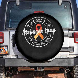 MS Awareness Spare Tire Cover Orange Ribbon God Stronger MS TS10 No hole Black Print Your Wear