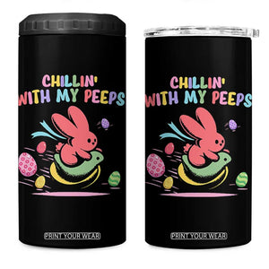 Easter Day 4 in 1 Can Cooler Tumbler Chillin With My Peeps Bunnies TS10 One Size: 16 oz Black Print Your Wear