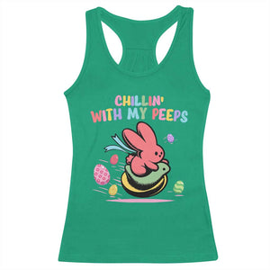 Easter Day Racerback Tank Top Chillin With My Peeps Bunnies TS10 Irish Green Print Your Wear