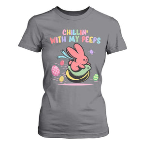 Easter Day T Shirt For Women Chillin With My Peeps Bunnies TS10 Charcoal Print Your Wear