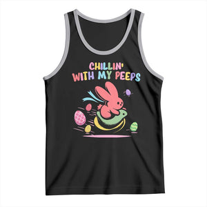 Easter Day Tank Top Chillin With My Peeps Bunnies TS10 Black Athletic Heather Print Your Wear