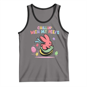 Easter Day Tank Top Chillin With My Peeps Bunnies TS10 Deep Heather Black Print Your Wear