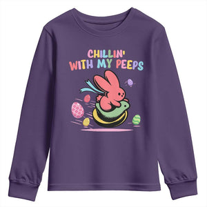 Easter Day Youth Sweatshirt Chillin With My Peeps Bunnies TS10 Purple Print Your Wear