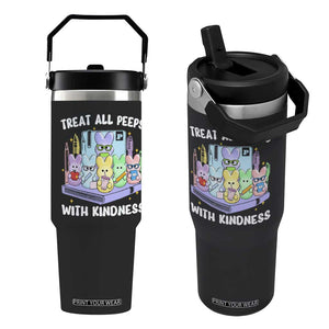 Teachers Easter Flip Straw Tumbler Treat All Peeps With Kindness TS10 One Size: 30 oz Black Print Your Wear