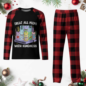 Teachers Easter Plaid Pajama Set Treat All Peeps With Kindness TS10 Buffalo Plaid Print Your Wear