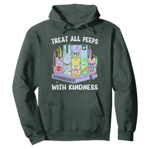 Teachers Easter Hoodie Treat All Peeps With Kindness TS10 Dark Forest Green Print Your Wear