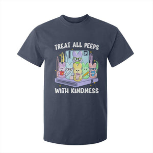 Teachers Easter T Shirt For Kid Treat All Peeps With Kindness TS10 Navy Print Your Wear