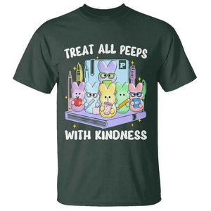 Teachers Easter T Shirt Treat All Peeps With Kindness TS10 Dark Forest Green Print Your Wear