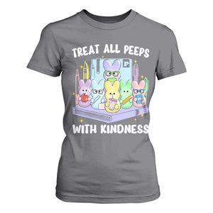 Teachers Easter T Shirt For Women Treat All Peeps With Kindness TS10 Charcoal Print Your Wear