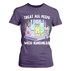 Teachers Easter T Shirt For Women Treat All Peeps With Kindness TS10 Purple Print Your Wear