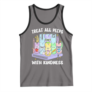Teachers Easter Tank Top Treat All Peeps With Kindness TS10 Deep Heather Black Print Your Wear