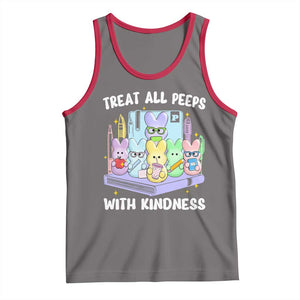 Teachers Easter Tank Top Treat All Peeps With Kindness TS10 Deep Heather Red Print Your Wear