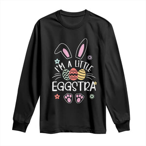 Funny Easter Long Sleeve Shirt Im A Little Eggstra Bunny Cute Kids Toddler TS10 Black Print Your Wear