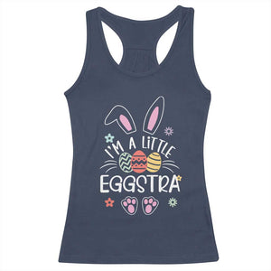 Funny Easter Racerback Tank Top Im A Little Eggstra Bunny Cute Kids Toddler TS10 Navy Print Your Wear