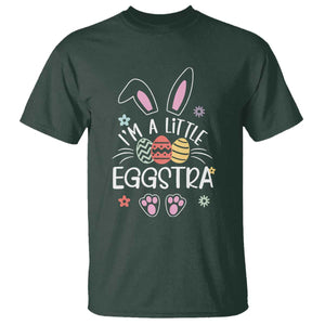 Funny Easter T Shirt Im A Little Eggstra Bunny Cute Kids Toddler TS10 Dark Forest Green Print Your Wear