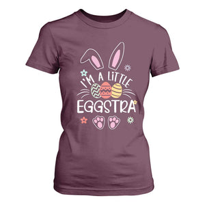 Funny Easter T Shirt For Women Im A Little Eggstra Bunny Cute Kids Toddler TS10 Maroon Print Your Wear