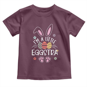 Funny Easter Toddler T Shirt Im A Little Eggstra Bunny Cute Kids Toddler TS10 Maroon Print Your Wear