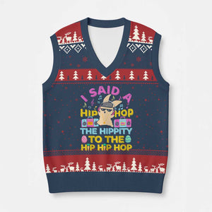 Funny Hip Hop Hippity Easter Bunny V-Neck Knit Sweater Vest TS10 Navy Red Print Your Wear