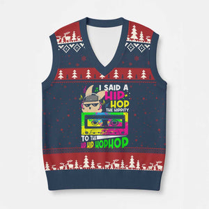 Hip Hop Easter Bunny V-Neck Knit Sweater Vest Funny Hippity Cool Rabbit Lovers Toddler TS10 Navy Red Print Your Wear