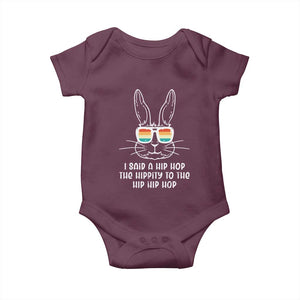 Retro Hip Hop Easter Bunny Baby Onesie Funny Hippity Cool Rabbit Lovers Toddler TS10 Maroon Print Your Wear
