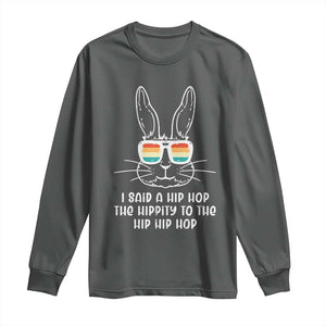 Retro Hip Hop Easter Bunny Long Sleeve Shirt Funny Hippity Cool Rabbit Lovers Toddler TS10 Dark Heather Print Your Wear