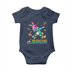 Bruh Dab Bunny Easter Baby Onesie Funny 80s Retro Vintage Party Cool Rabbit TS10 Navy Print Your Wear