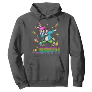 Bruh Dab Bunny Easter Hoodie Funny 80s Retro Vintage Party Cool Rabbit TS10 Dark Heather Print Your Wear