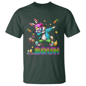 Bruh Dab Bunny Easter T Shirt Funny 80s Retro Vintage Party Cool Rabbit TS10 Dark Forest Green Print Your Wear