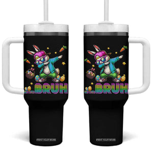 Bruh Dab Bunny Easter Tumbler With Handle Funny 80s Retro Vintage Party Cool Rabbit TS10 One Size: 40 oz Black Print Your Wear
