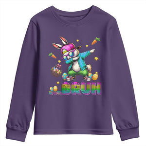 Bruh Dab Bunny Easter Youth Sweatshirt Funny 80s Retro Vintage Party Cool Rabbit TS10 Purple Print Your Wear