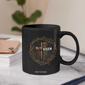 Easter Cross He is Risen Coffee Mug Jesus Christian Crown Of Thorns TS10 Print Your Wear
