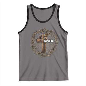 Easter Cross He is Risen Tank Top Jesus Christian Crown Of Thorns TS10 Deep Heather Black Print Your Wear