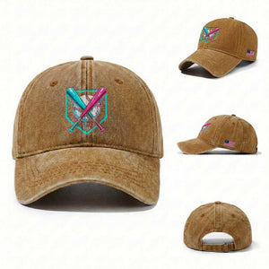 Baseball Drip Washed Cotton Baseball Cap Ice Cream Dripping Youth Boys Baseball Bats TS10 Washed Cap Universal Fit Yellow Ochre Print Your Wear