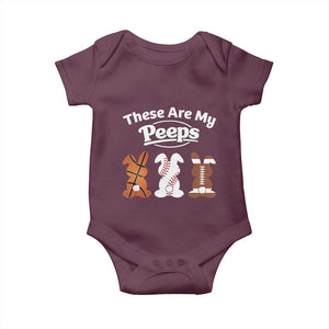 Baseball Basketball Football Easter Baby Onesie Cute Bunny Game Day Sports These Are My Peeps TS10 Maroon Print Your Wear