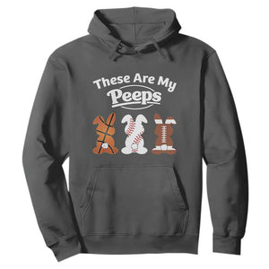 Baseball Basketball Football Easter Hoodie Cute Bunny Game Day Sports These Are My Peeps TS10 Dark Heather Print Your Wear