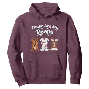 Baseball Basketball Football Easter Hoodie Cute Bunny Game Day Sports These Are My Peeps TS10 Maroon Print Your Wear