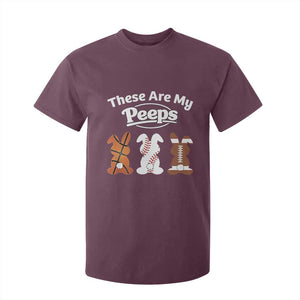 Baseball Basketball Football Easter T Shirt For Kid Cute Bunny Game Day Sports These Are My Peeps TS10 Maroon Print Your Wear